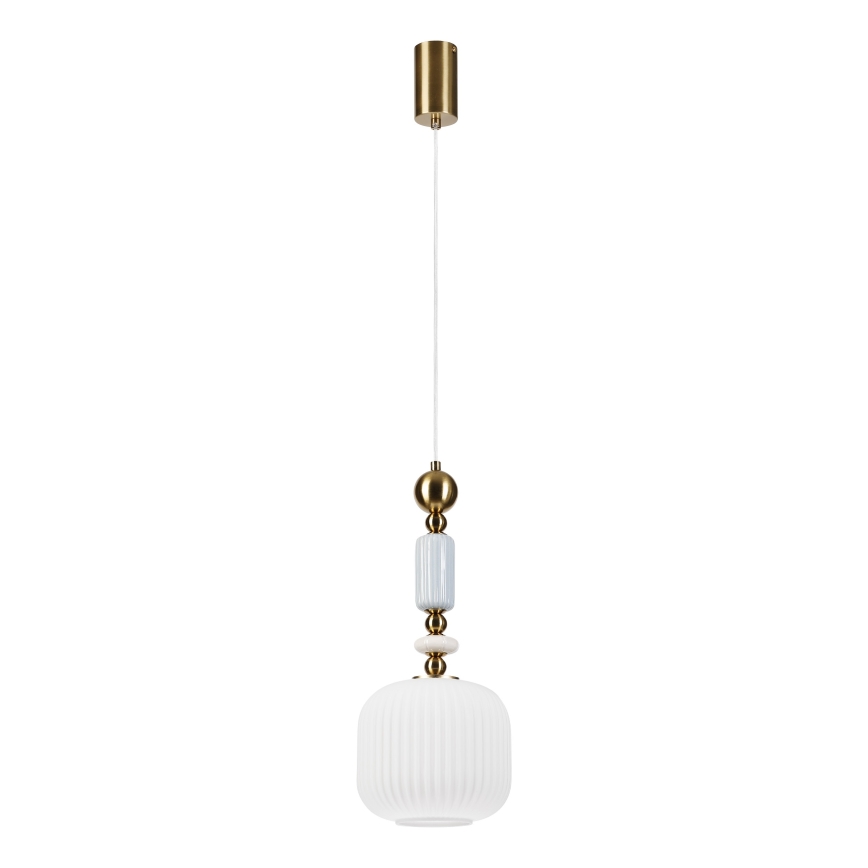 Luster na lanku ROYAL 1xE27/15W/230V zlatá/biela