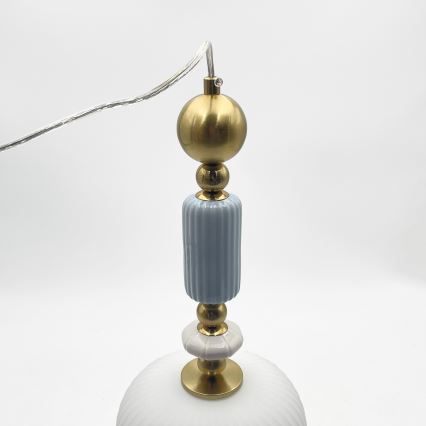 Luster na lanku ROYAL 1xE27/15W/230V zlatá/biela