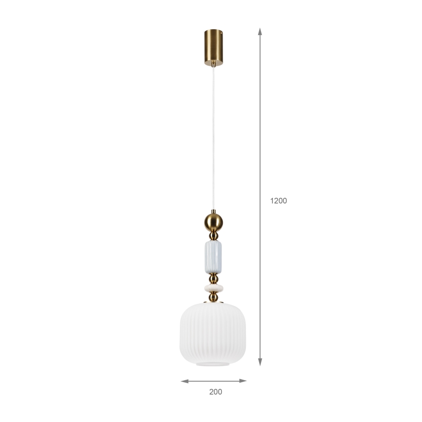 Luster na lanku ROYAL 1xE27/15W/230V zlatá/biela