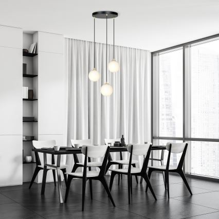 Luster na lanku ROYAL 3xE14/10W/230V pr. 30 cm čierna