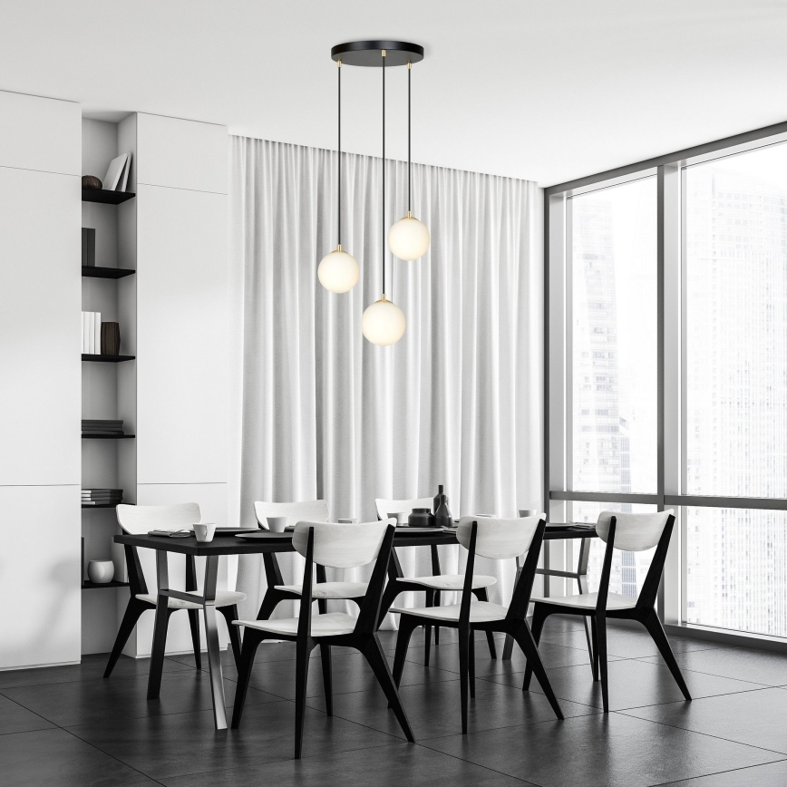 Luster na lanku ROYAL 3xE14/10W/230V pr. 30 cm čierna