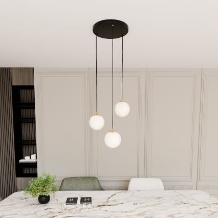 Luster na lanku ROYAL 3xE14/10W/230V pr. 30 cm čierna