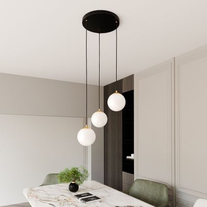 Luster na lanku ROYAL 3xE14/10W/230V pr. 30 cm čierna