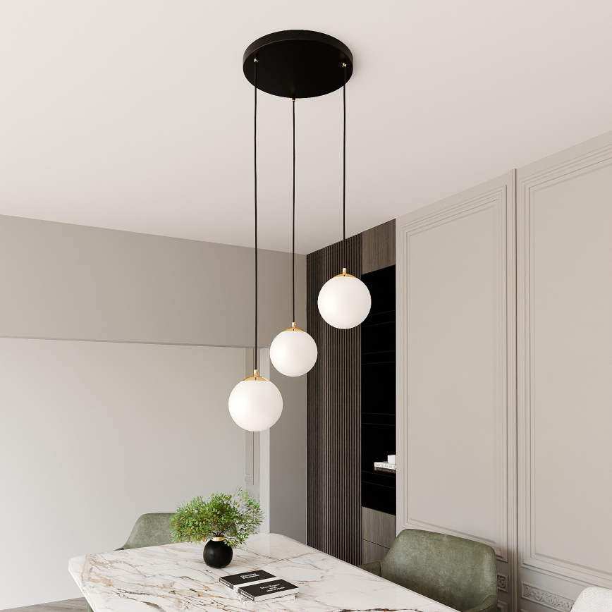 Luster na lanku ROYAL 3xE14/10W/230V pr. 30 cm čierna