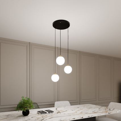 Luster na lanku ROYAL 3xE14/10W/230V pr. 30 cm čierna