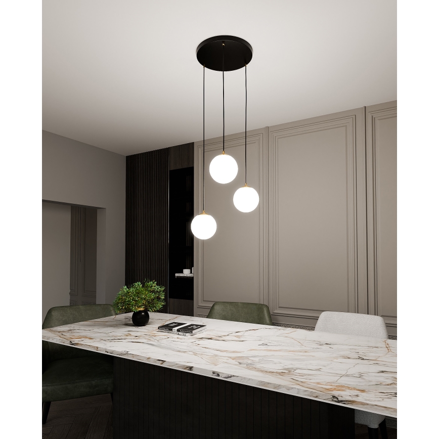 Luster na lanku ROYAL 3xE14/10W/230V pr. 30 cm čierna