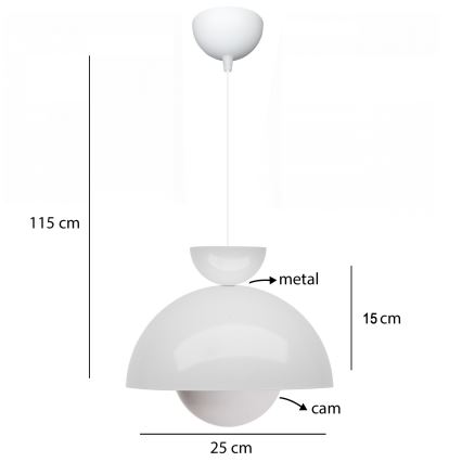 Luster na lanku SALVA 1xE27/15W/230V biely