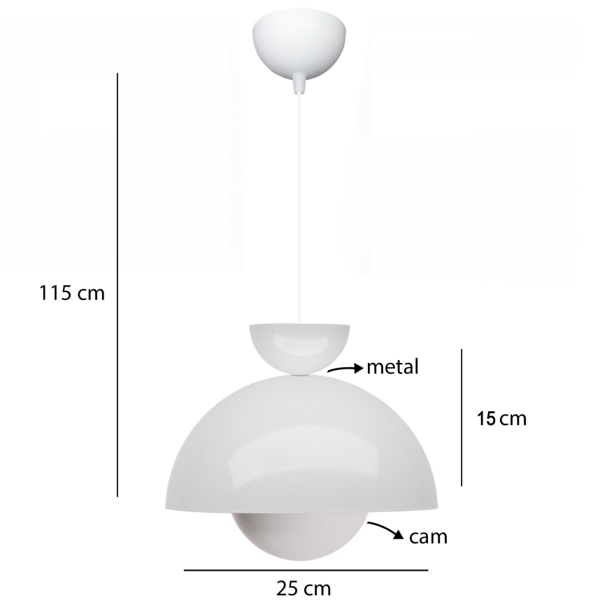Luster na lanku SALVA 1xE27/15W/230V biely