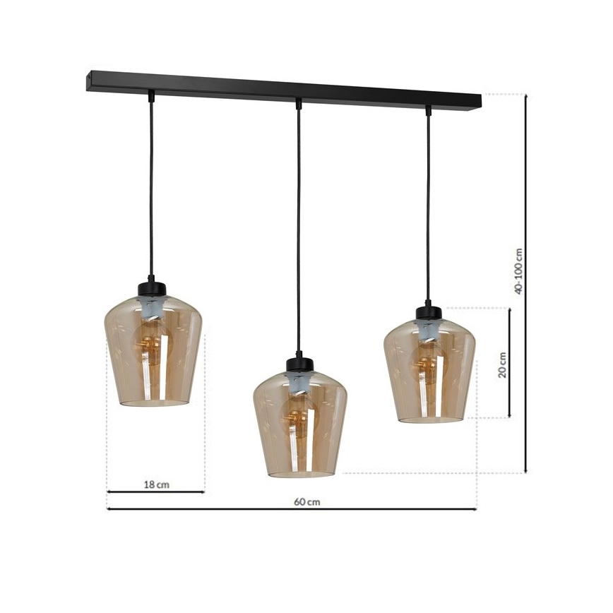 Luster na lanku SANTIAGO 3xE27/60W/230V hnedá