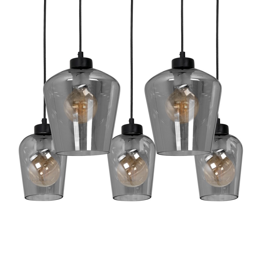 Luster na lanku SANTIAGO 5xE27/60W/230V čierna