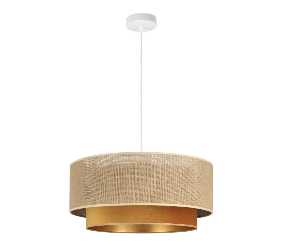 Luster na lanku SARTA 1xE27/60W/230V priemer 45 cm medená/juta H0193