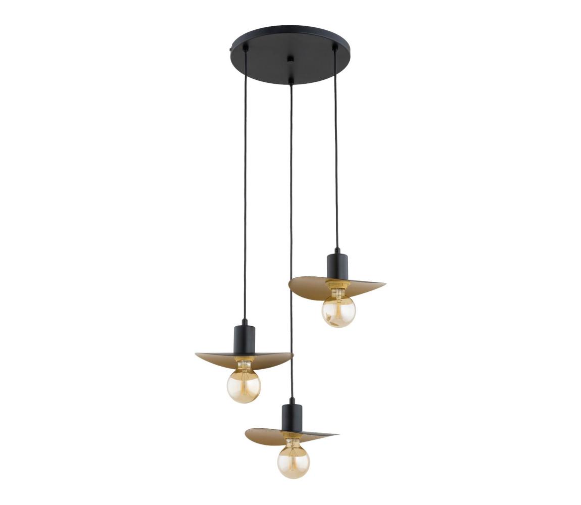 Luster na lanku SAVANA 3xE27/15W/230V čierna/zlatá 62633