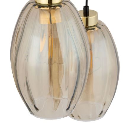 Luster na lanku SEBO 3xE27/15W/230V čierna/dymovo-béžová