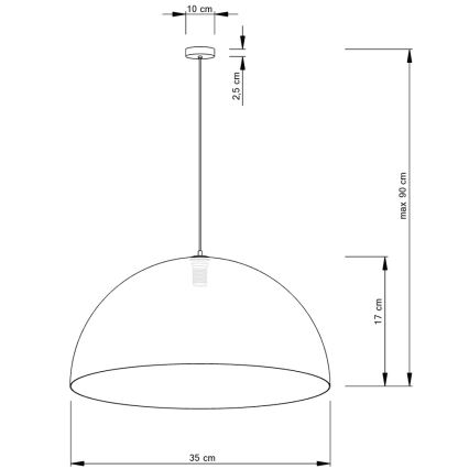 Luster na lanku SFERA 1xE27/60W/230V pr. 35 cm zlatá/čierna