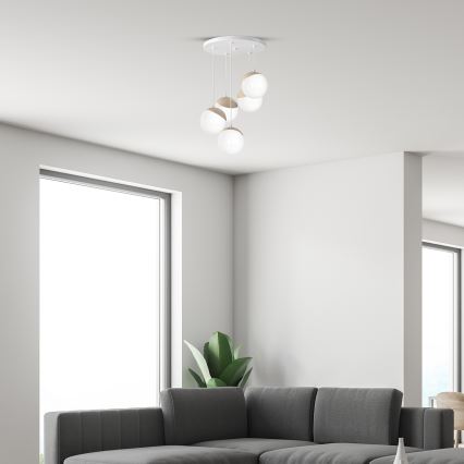 Luster na lanku SFERA WOOD 5xE14/40W/230V