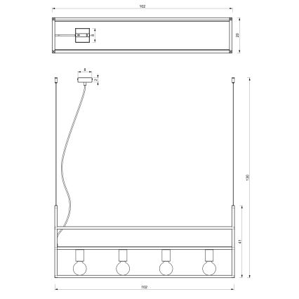 Luster na lanku SHELF 4xE27/60W/230V