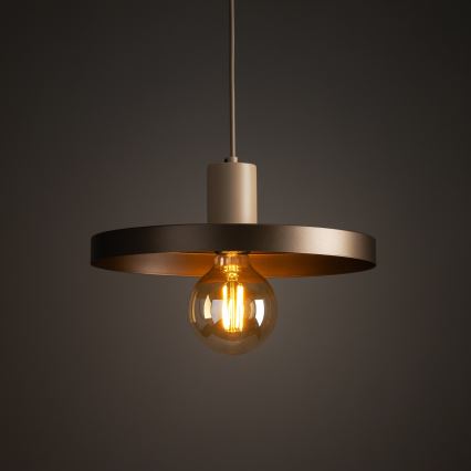 Luster na lanku SILA 1xE27/15W/230V pr. 30 cm hnedá/béžová