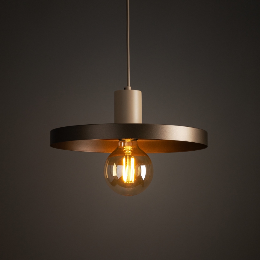 Luster na lanku SILA 1xE27/15W/230V pr. 30 cm hnedá/béžová