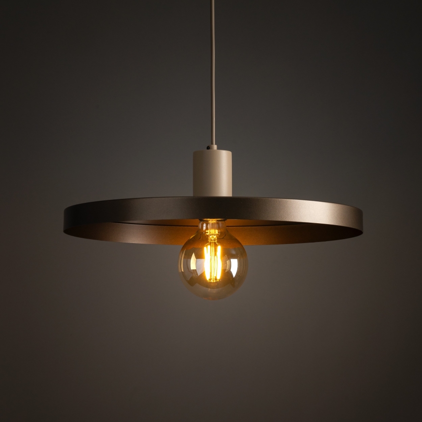 Luster na lanku SILA 1xE27/15W/230V pr. 40 cm hnedá/béžová