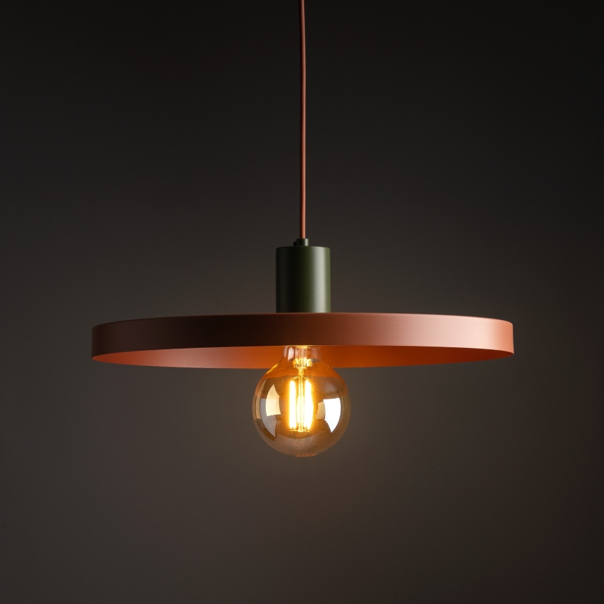 Luster na lanku SILA 1xE27/15W/230V pr. 40 cm tehlová/zelená