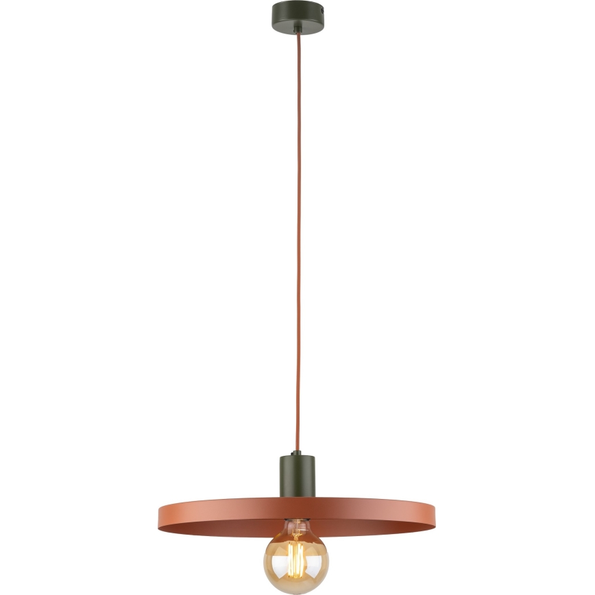 Luster na lanku SILA 1xE27/15W/230V pr. 40 cm tehlová/zelená