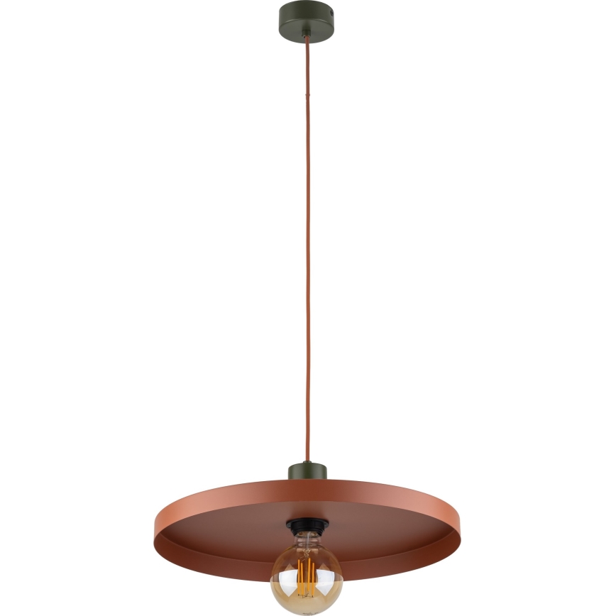 Luster na lanku SILA 1xE27/15W/230V pr. 40 cm tehlová/zelená
