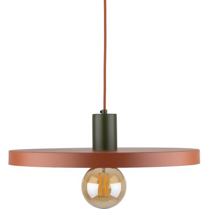 Luster na lanku SILA 1xE27/15W/230V pr. 40 cm tehlová/zelená