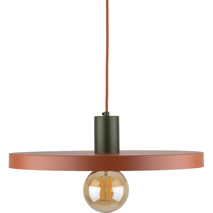 Luster na lanku SILA 1xE27/15W/230V pr. 40 cm tehlová/zelená