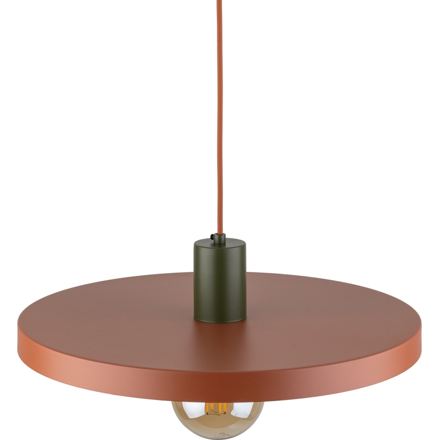 Luster na lanku SILA 1xE27/15W/230V pr. 40 cm tehlová/zelená