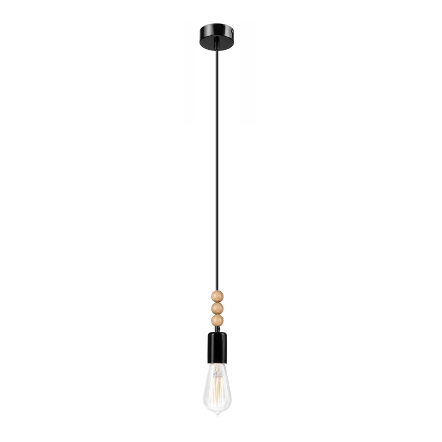 Luster na lanku SIMON 1xE27/60W/230V čierna/buk