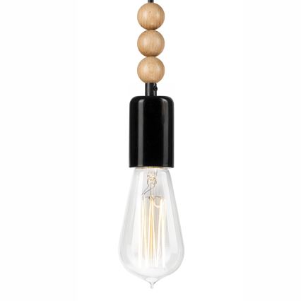 Luster na lanku SIMON 1xE27/60W/230V čierna/buk