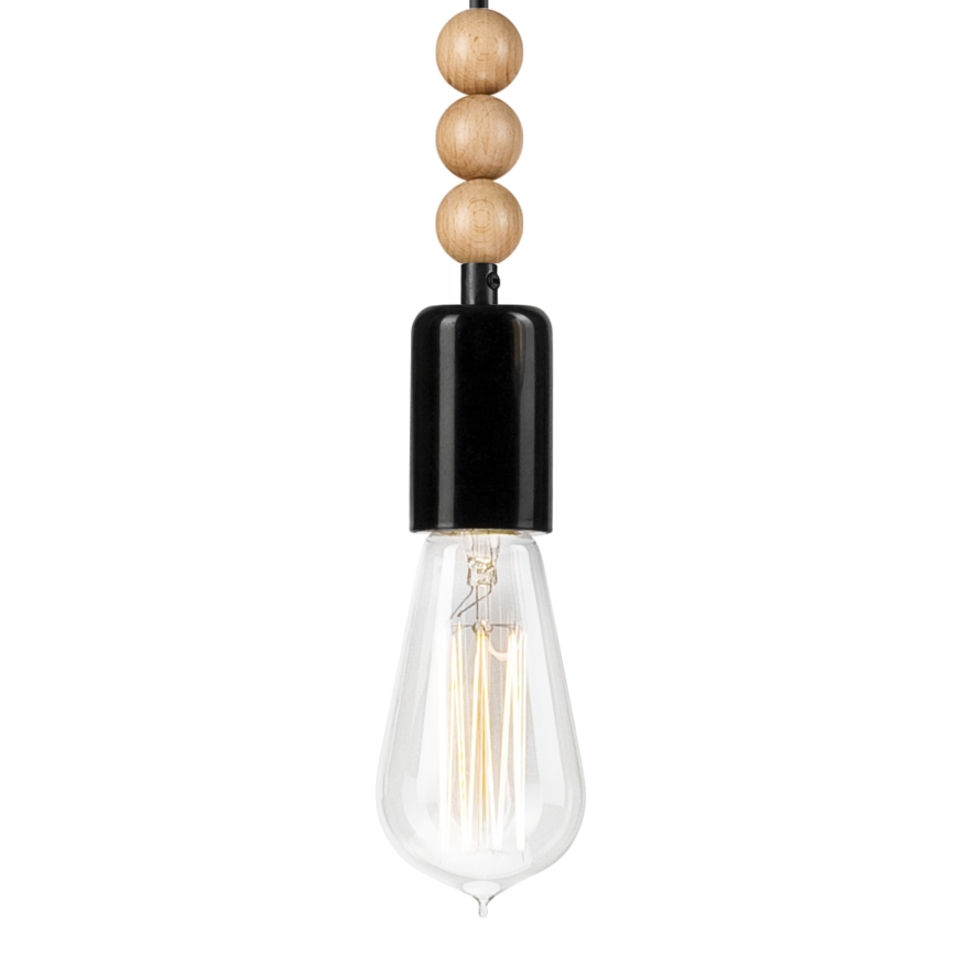 Luster na lanku SIMON 1xE27/60W/230V čierna/buk
