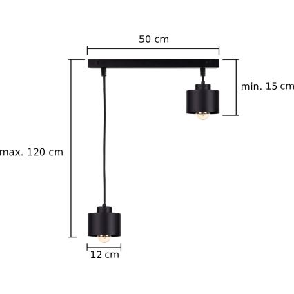 Luster na lanku SIMPLY BLACK 2xE27/60W/230V