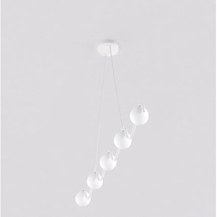 Luster na lanku SINUS 5xG9/8W/230V biely