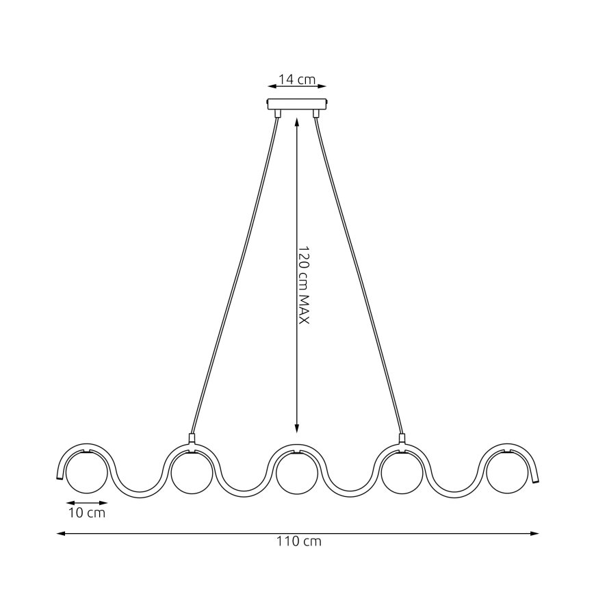 Luster na lanku SINUS 5xG9/8W/230V biely