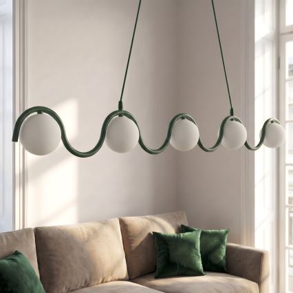 Luster na lanku SINUS 5xG9/8W/230V zelený
