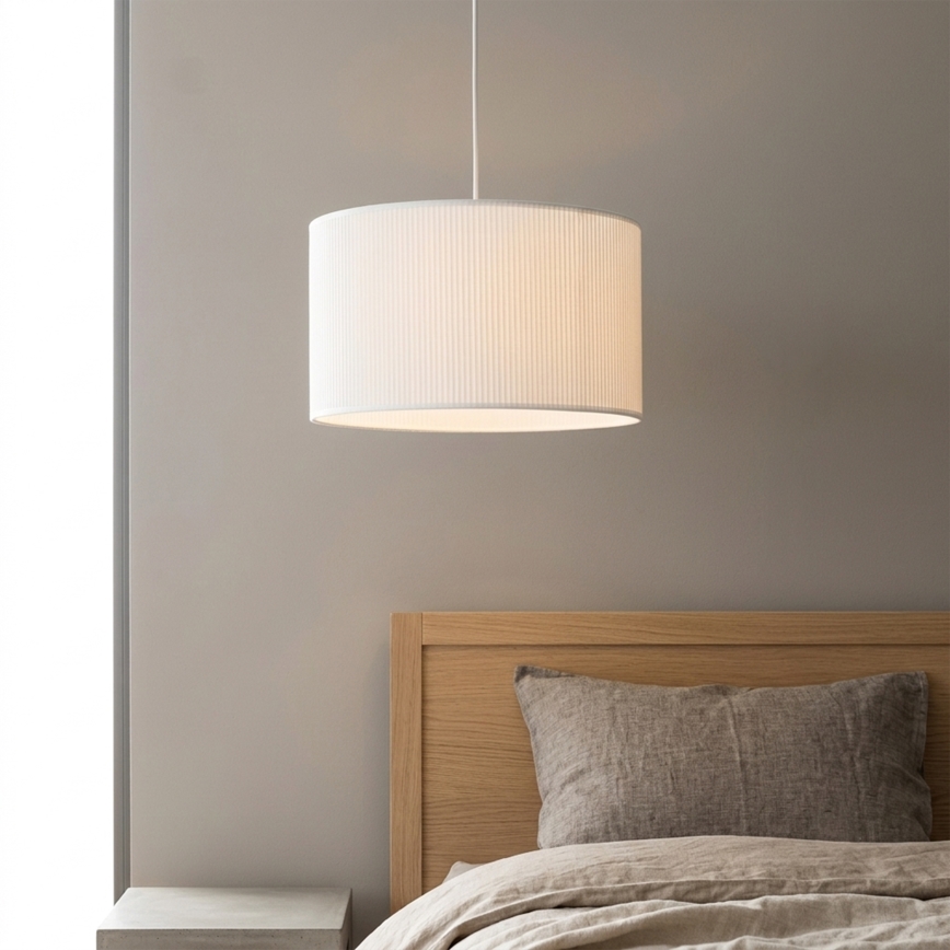 Luster na lanku SIRJA PLISADO 1xE27/15W/230V pr. 35 cm biela