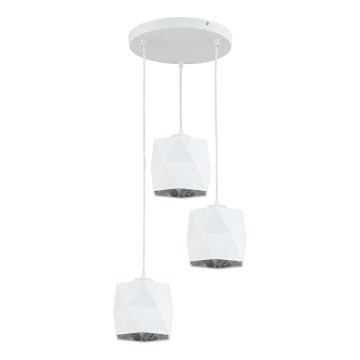 Luster na lanku SIRO 3xE27/15W/230V biela/strieborná