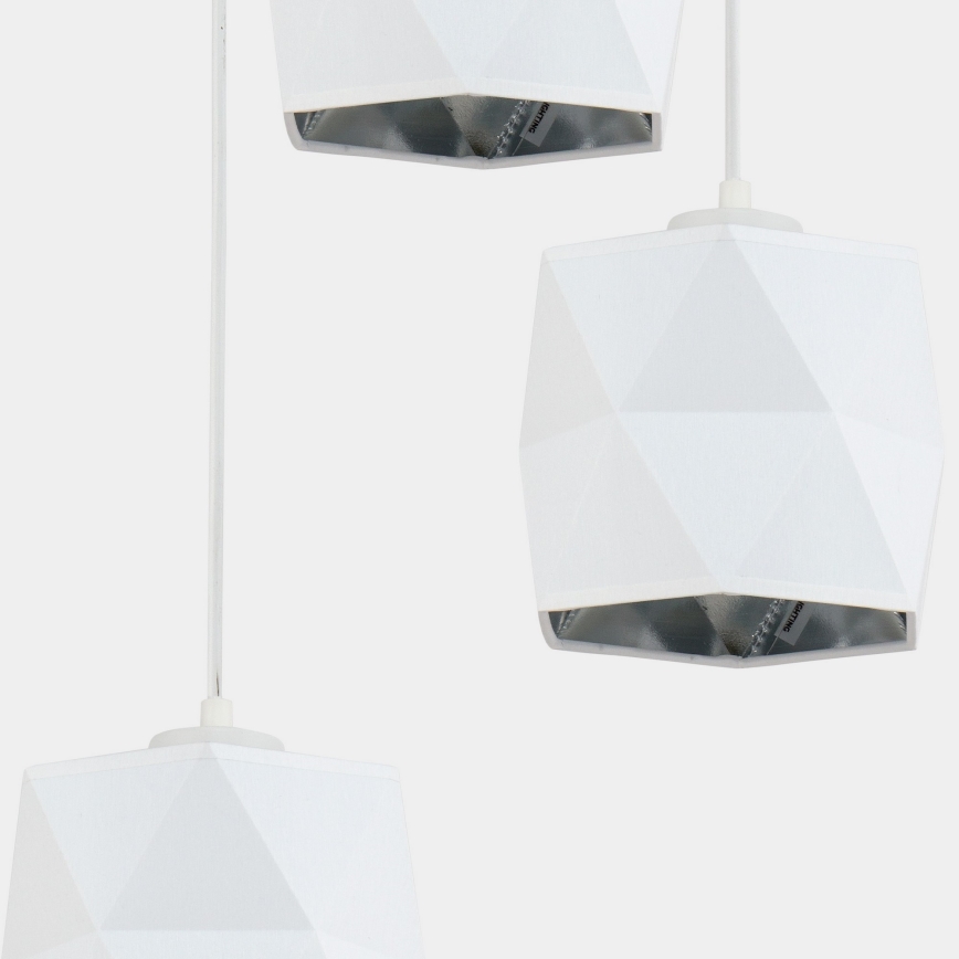 Luster na lanku SIRO 3xE27/15W/230V biela/strieborná