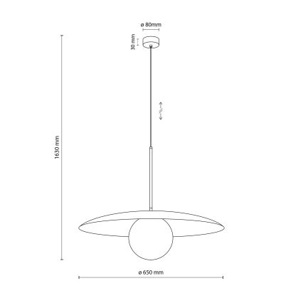 Luster na lanku SLATE 1xE27/15W/230V pr. 65 cm čierna