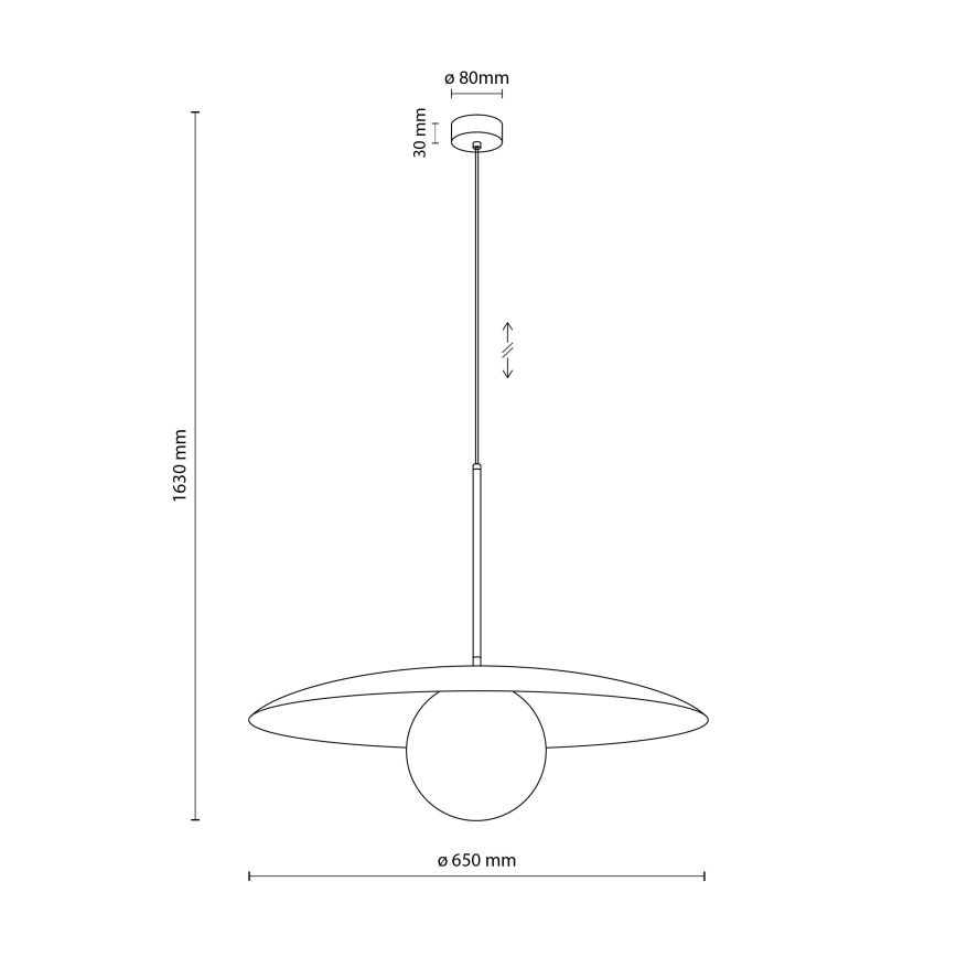 Luster na lanku SLATE 1xE27/15W/230V pr. 65 cm čierna