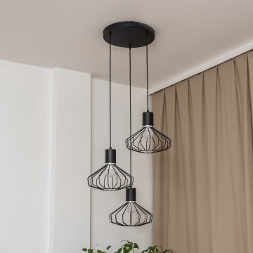 Luster na lanku SOLANO 3xE27/15W/230V čierna/lesklý chróm