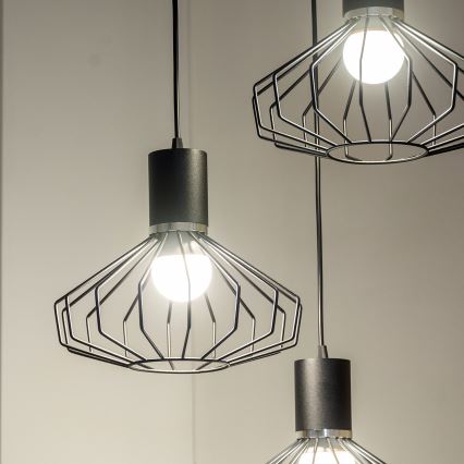 Luster na lanku SOLANO 3xE27/15W/230V čierna/lesklý chróm