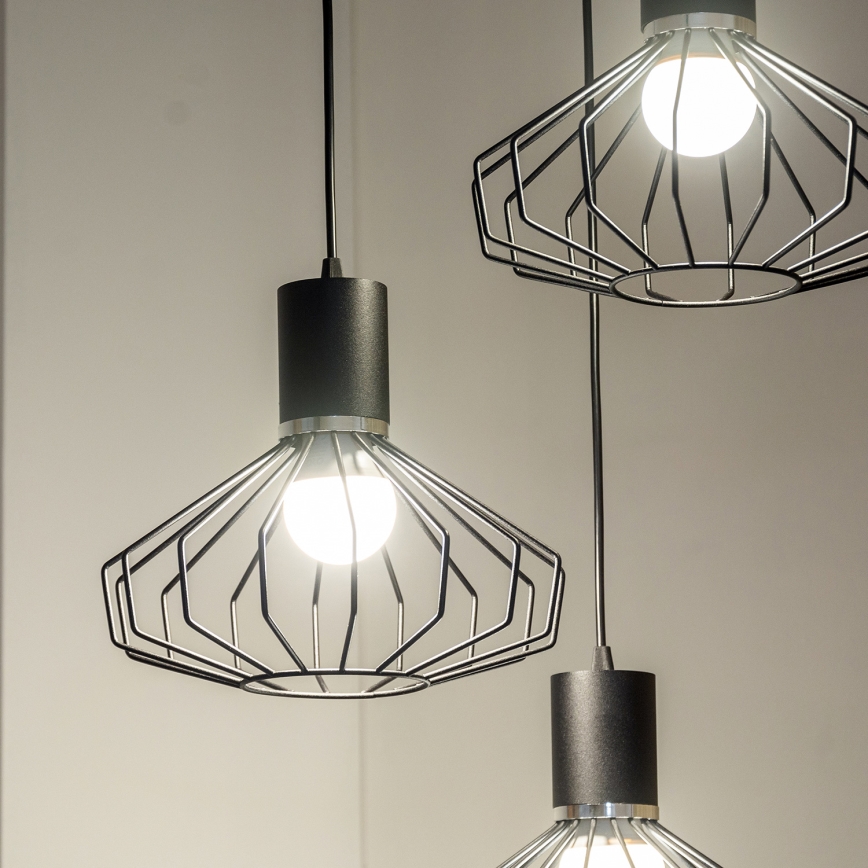 Luster na lanku SOLANO 3xE27/15W/230V čierna/lesklý chróm