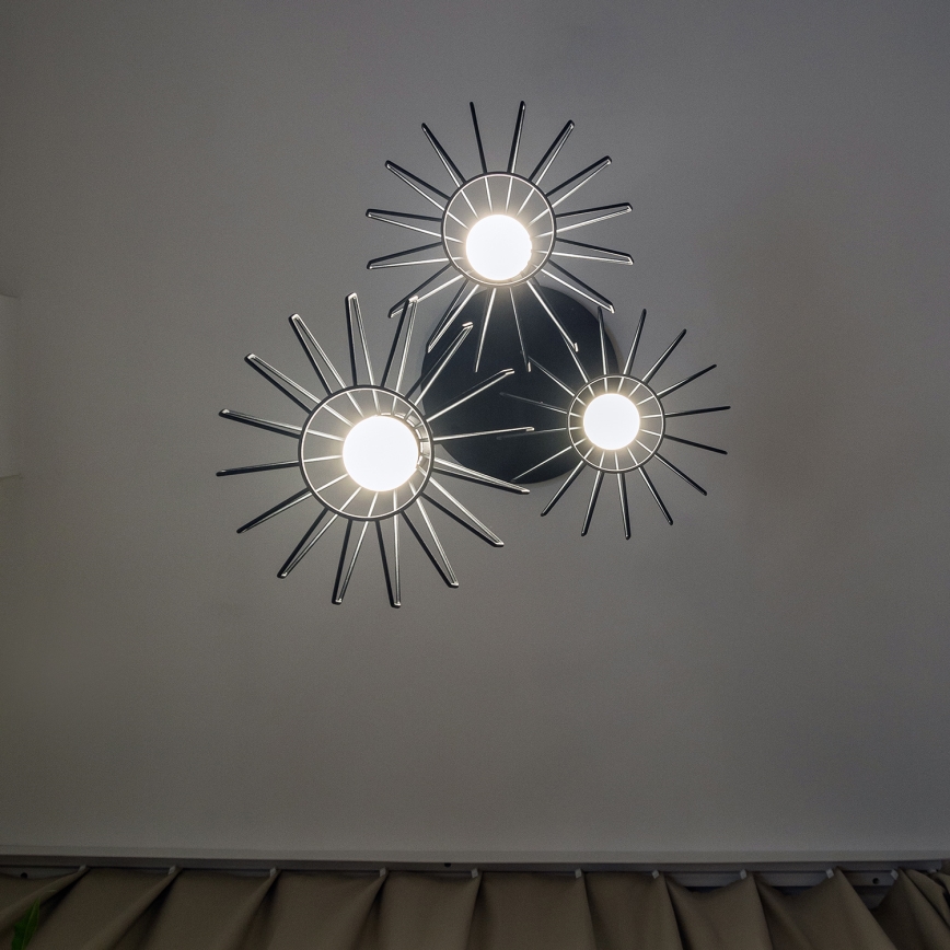 Luster na lanku SOLANO 3xE27/15W/230V čierna/lesklý chróm