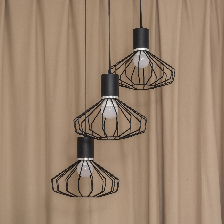 Luster na lanku SOLANO 3xE27/15W/230V čierna/lesklý chróm