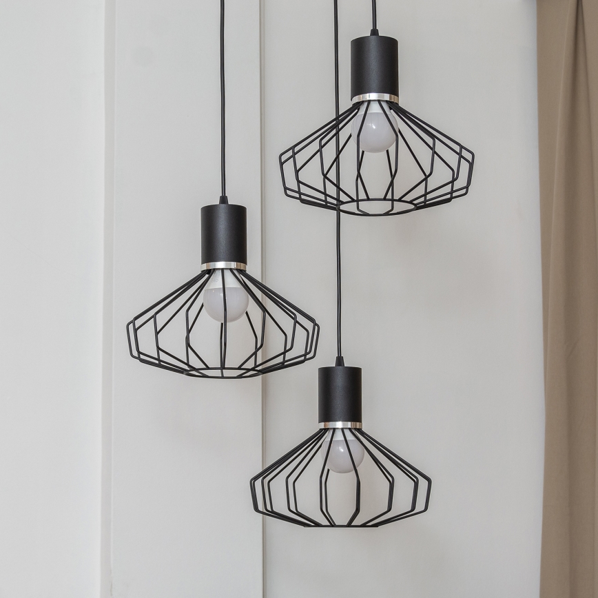 Luster na lanku SOLANO 3xE27/15W/230V čierna/lesklý chróm
