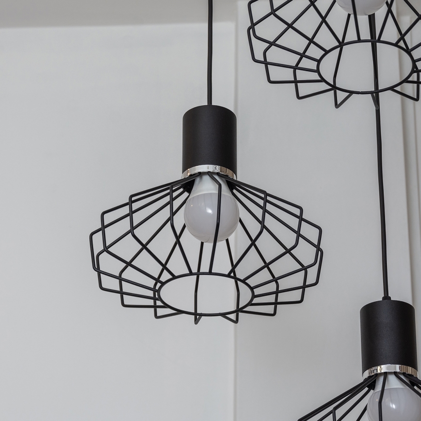 Luster na lanku SOLANO 3xE27/15W/230V čierna/lesklý chróm