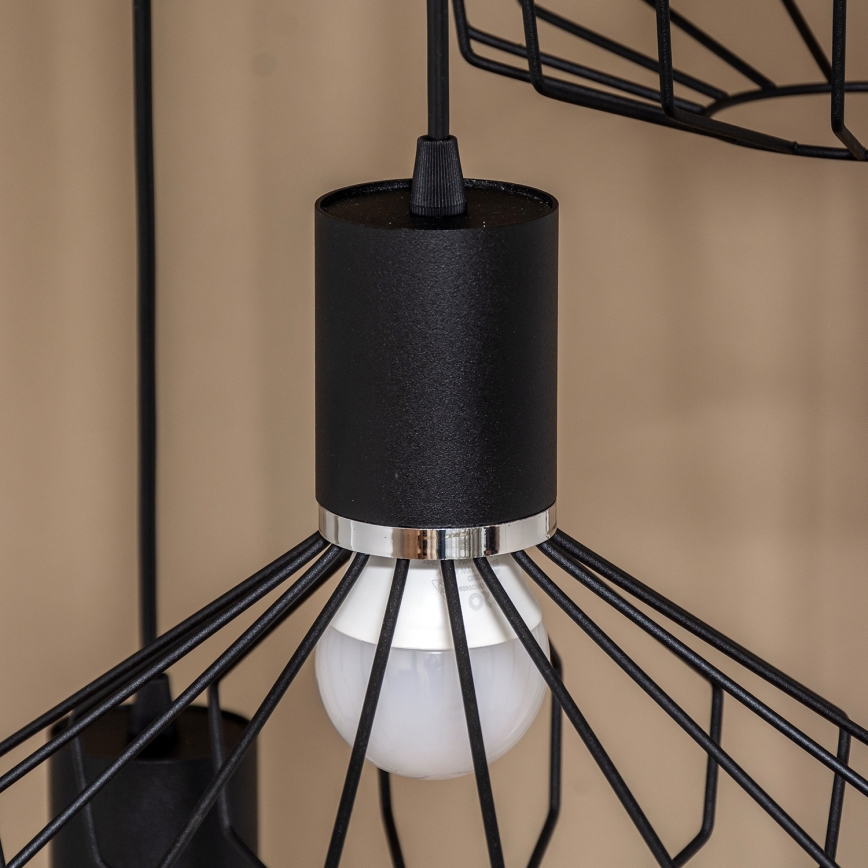 Luster na lanku SOLANO 3xE27/15W/230V čierna/lesklý chróm