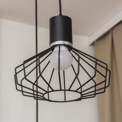 Luster na lanku SOLANO 3xE27/15W/230V čierna/lesklý chróm